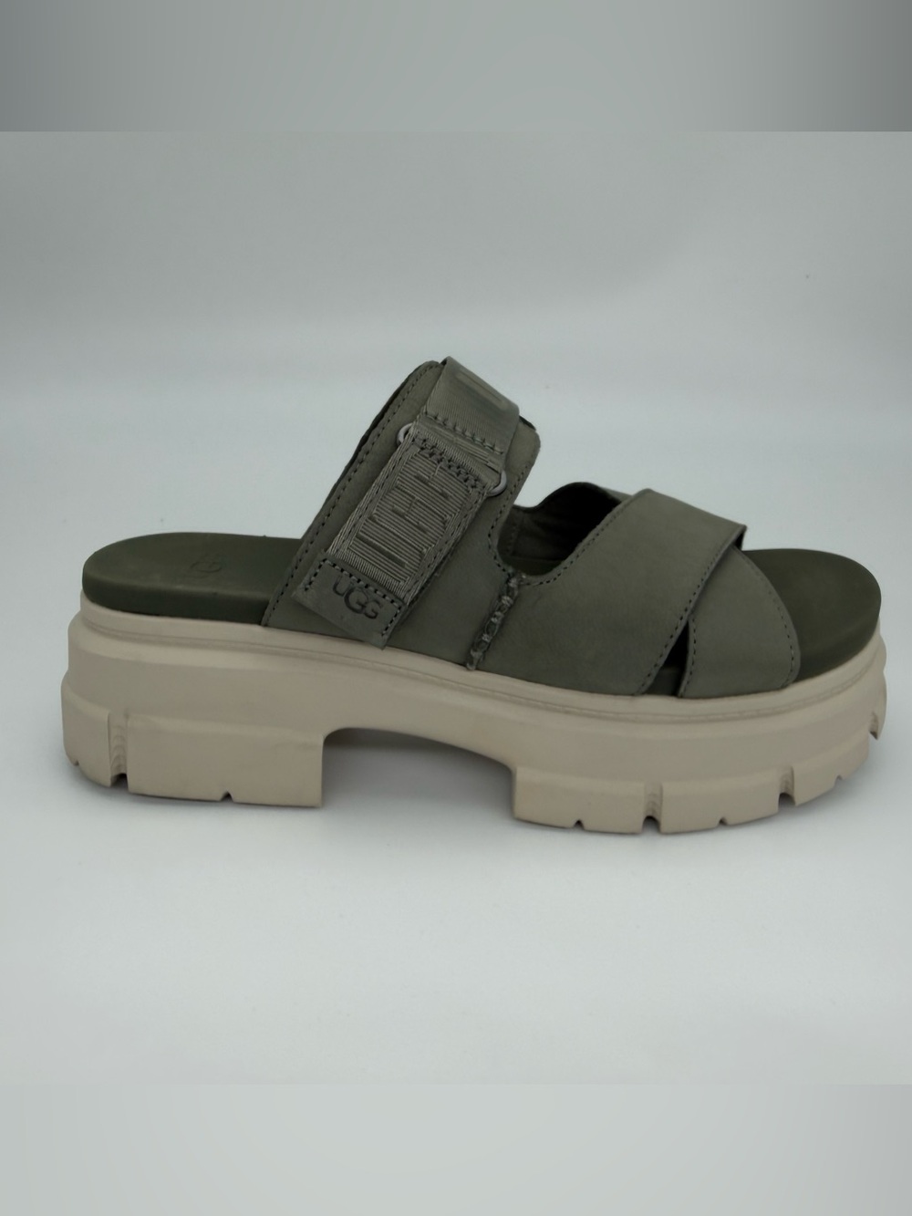 NIB UGG Ashton Slide Platform Sandals Moss Green / Sand | Women’s Size 10 - Picture 5 of 8